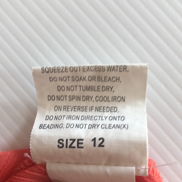 Just Jeans Sheer Orange Top Long Sleeve Deep V Neckline clear crystal detail - Picture 9 of 11